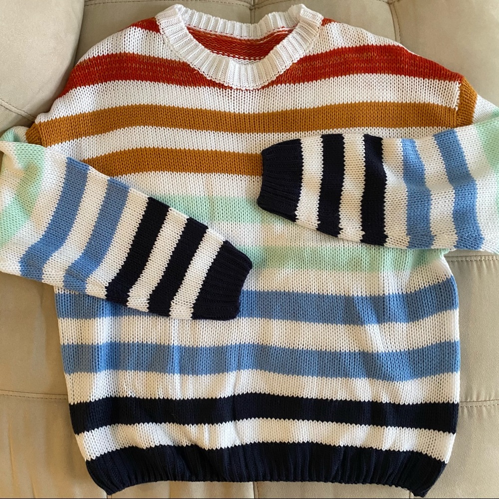 Zesica Rainbow Stripe Knit Pullover Medium Sweater - Picture 8 of 16